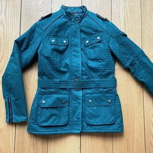 Barbour Vanier Quilted Belted Jacket, Black Streak